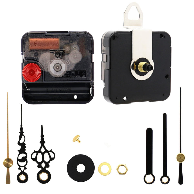 TIKROUND 12888 Sweep Silent Clock Movement Mechanism with 2 Sets Small Hands 13.5mm (17/32 inch) Shaft Length 5.5mm (7/32 inch) Thread Length. 17/32 inch total shaft length