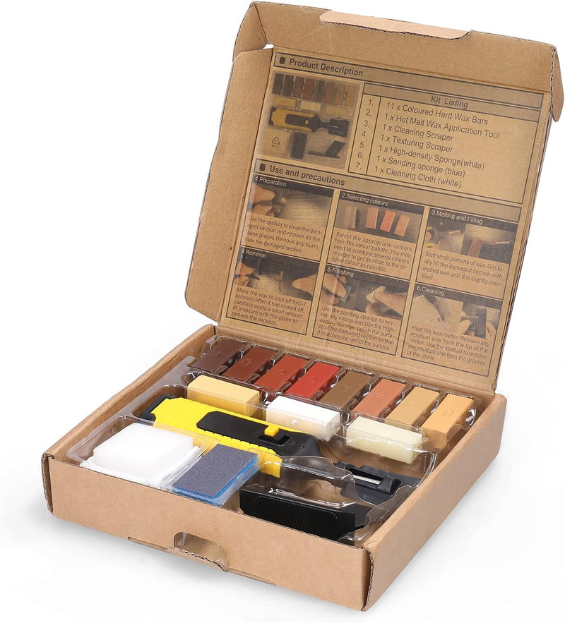 19pc Hardwood Laminate Wooden Wood Floor Repair Kit Wax Chip Scratch with Case - NewNest Australia