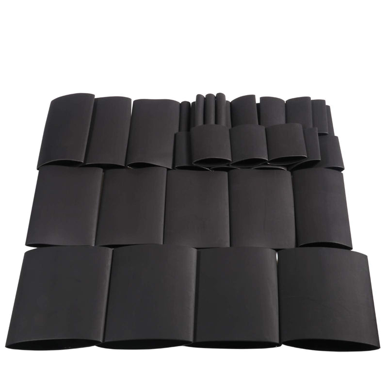 MILAPEAK 36pcs 3:1 Dual Wall Adhesive Heat Shrink Tubing, 6 Large Sizes (Diameter): 1.5, 1.25, 1, 3/4, 1/2,1/4-inch, Marine Glue Lined Cable Sleeve, Electrical Wire Wrap Protector for DIY (Black) 36 pcs 6 Sizes Black