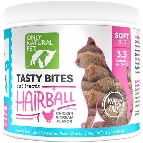 Only Natural Pet Hairball Care - Healthy Skin and Coat Support - Soft Chews for Cats – Digestive Supplement with Flaxseed, Psyllium Husk and Corn Silk – Chicken and Liver Flavor – 60 Count - PawsPlanet Australia