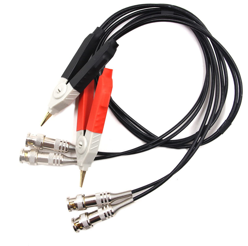 Chiloskit Terminal Kelvin Clip Wires with 4 BNC LCR Meter Test Lead Cable Probe Set Standard Plug
