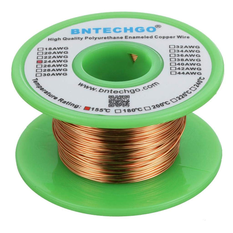BNTECHGO 24 AWG Magnet Wire - Enameled Copper Wire - Enameled Magnet Winding Wire - 4 oz - 0.0197" Diameter 1 Spool Coil Natural Temperature Rating 155℃ Widely Used for Transformers Inductors 24 gauge enameled magnet wire 4 oz natural 4 oz