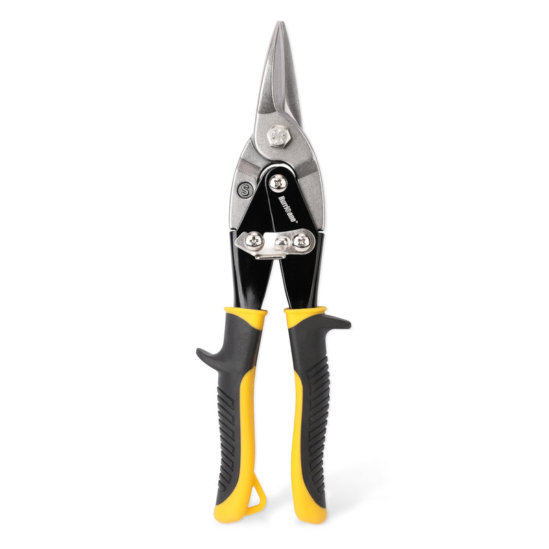 HURRICANE 10 Inch Aviation Tin Snips, Heavy Duty Metal Cutter Shears for Cutting Sheet Metal, Straight Cut, Chrome Vanadium Steel 10 Inch Regular Straight Cut