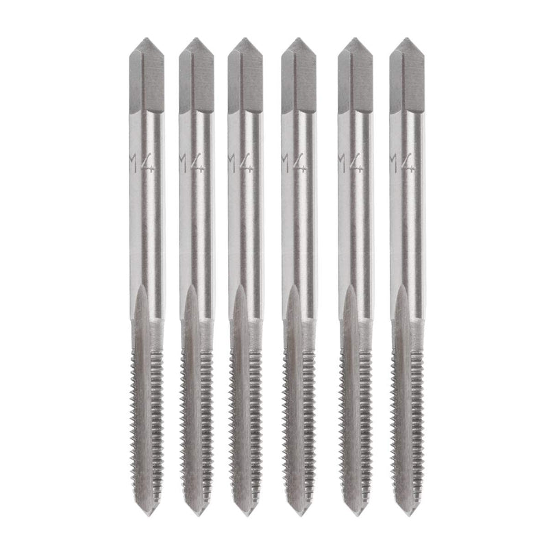 YXQ M4 x 0.7mm Tap Machine HSS Metric Right Hand Thread 3 Straight Flute Taps Taper and Plug (6Pcs)