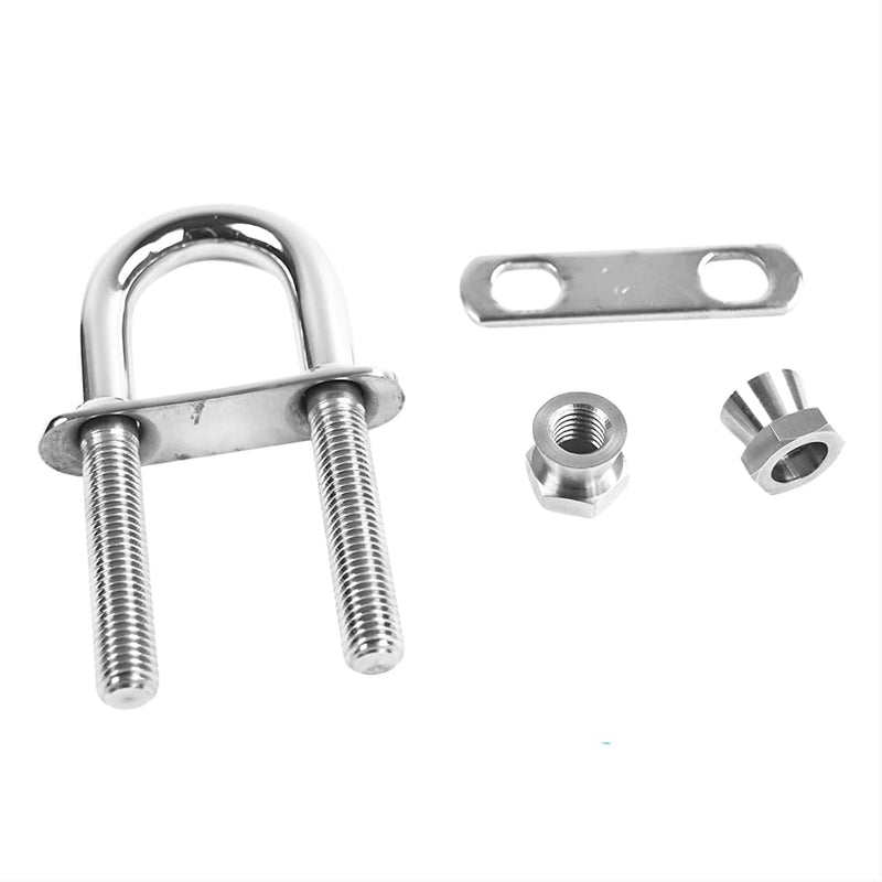 MARINE CITY 316 Stainless Steel U-Bolt with Plate, Nuts & Washer – 4.85" L x 2.25" W, 46mm Center, 8mm Dia, Heavy Duty Corrosion Resistant Deck Hardware for Boat, Marine, Yacht, RV (1 Pack)