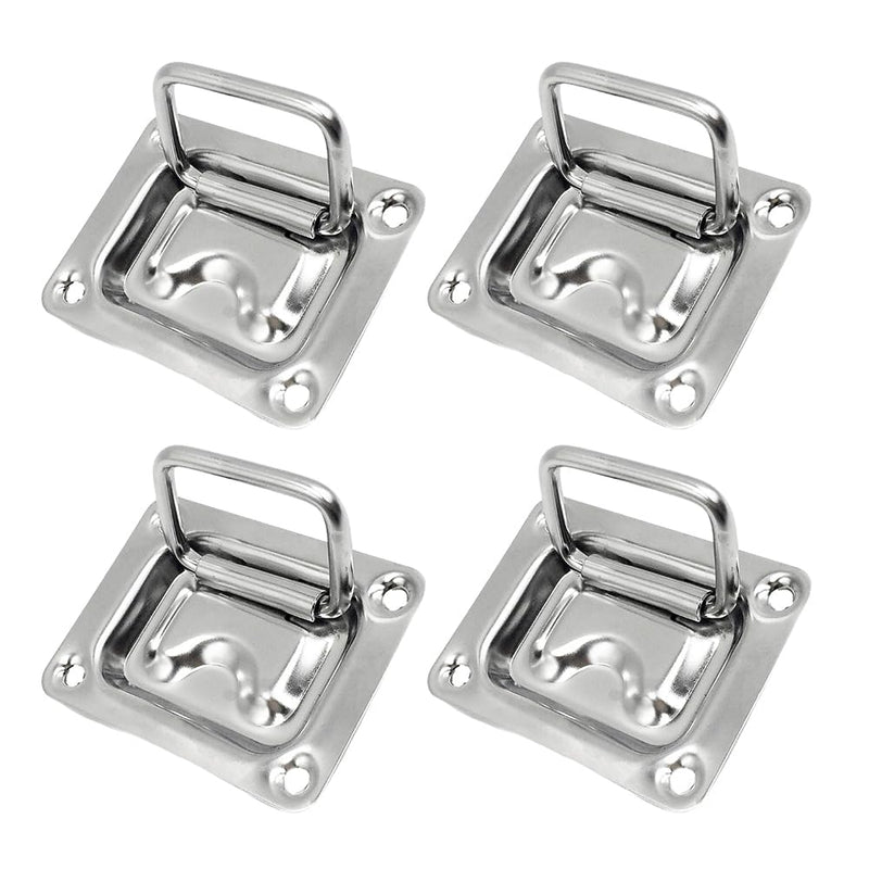 MARINE CITY Hatch Lift Handle Ring Pull 304 Stainless Steel Flush Recessed Handle 3 Inches × 2-1/4 Inches for Marines, Boats, Ships, Yachts (Pack of 4)