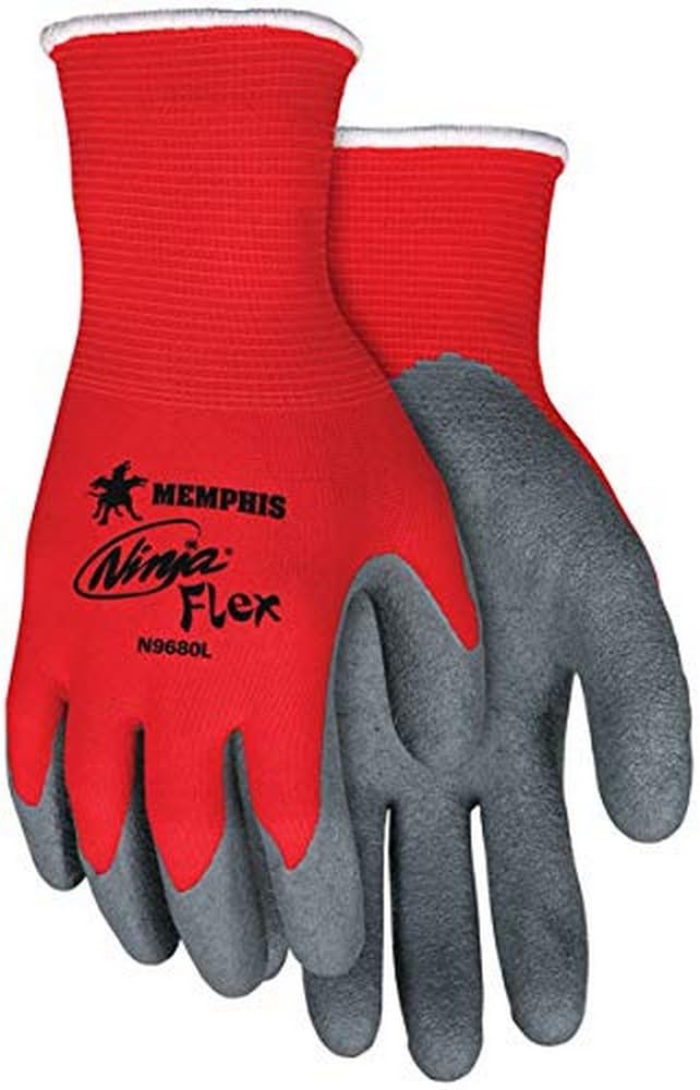 MCR Safety N9680M Ninja Flex Glove, Medium, Red/Gray, 12-Pack