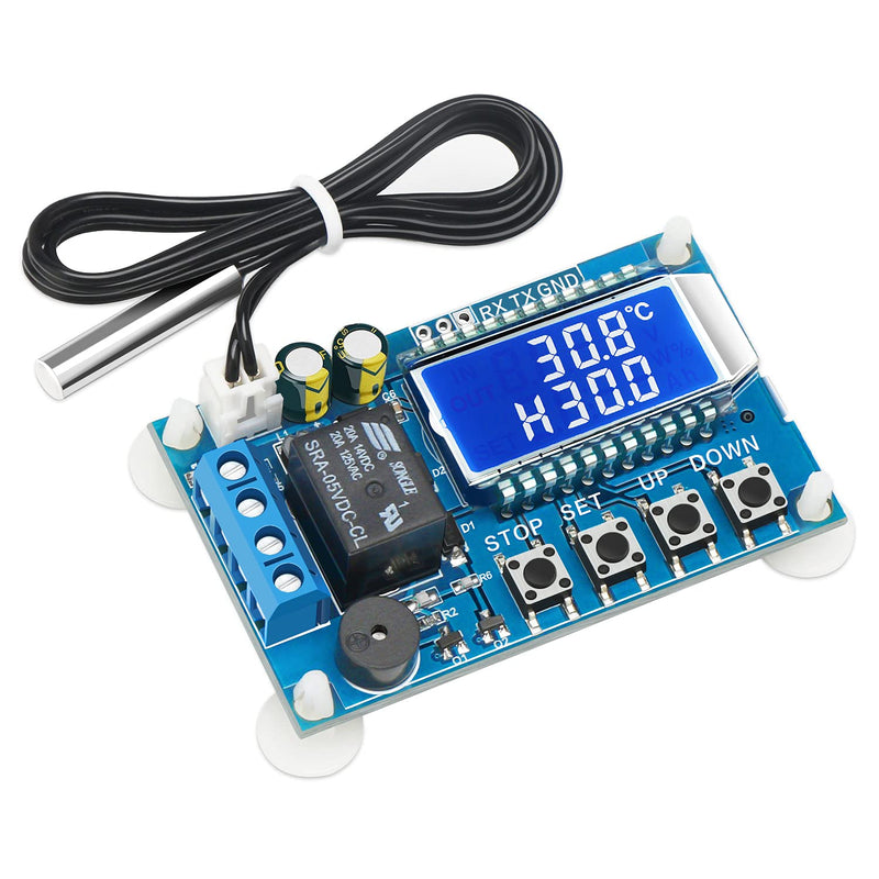 DROK Electronic Thermostat Controller, DC 6-30V 24V Digital Temperature Control Board -50 to +110 Degree Celsius High Accuracy LCD Digital Micro Temp Control Switch Module with Waterproof Sensor Probe 1