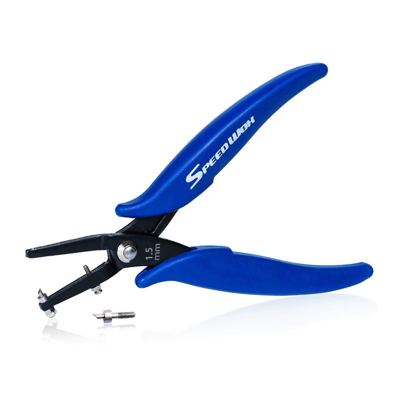SPEEDWOX Metal Hole Punch Pliers for Jewelry 1.5mm Diameter Round Hole Sheet Metal 24 Gauge Thick 6 Inches Precision Fine Pliers Jewelry Making Tool Craft Beading Hobby 1.5mm Hole