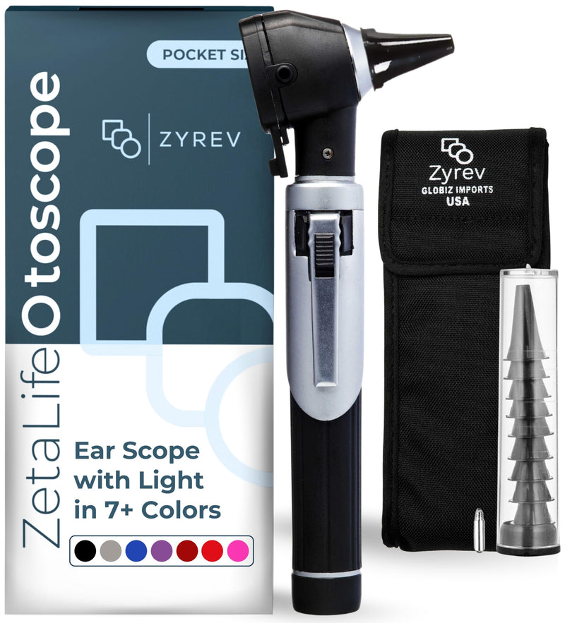 Zyrev ZetaLife Otoscope - Ear Scope with Light, Ear Infection Detector, Pocket Size (Black Color) Black
