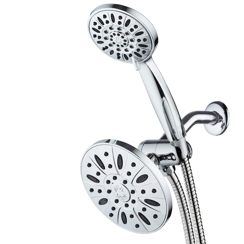 AquaDance 6" Premium High Pressure 3-way Rainfall Shower Combo Combines the Best of Both Worlds - Enjoy Luxurious Rain Showerhead and 6-setting Hand Held Shower Separately or Together! Chrome