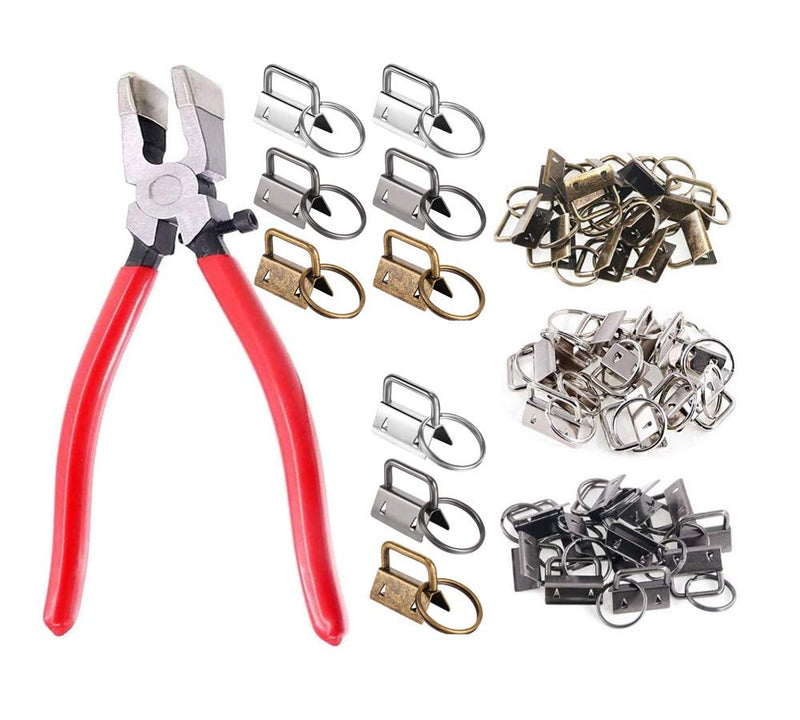 42Sets 1" Key Fob Hardware - 3 Colors 1" Key Fob Key-chain Perfect with 1Pcs Key Fob Glass Running Pliers for Key Fob Wristlets Install
