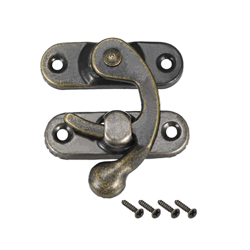 uxcell Antique Vintage Lock Clasp Right Latch Hook Hasp 42mm x 37mm Swing Arm Latch Plated Bronze, 5 pcs w Screws 42x37mm Bronze Tone