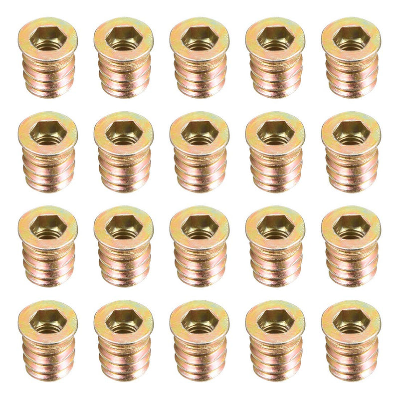 uxcell Wood Furniture M6x13mm Threaded Insert Nuts Interface Hex Socket Drive 20pcs