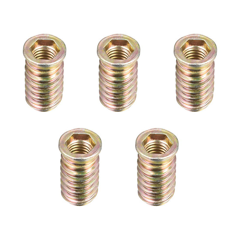 uxcell Wood Furniture M10x30mm Threaded Insert Nuts Interface Hex Socket Drive 5pcs