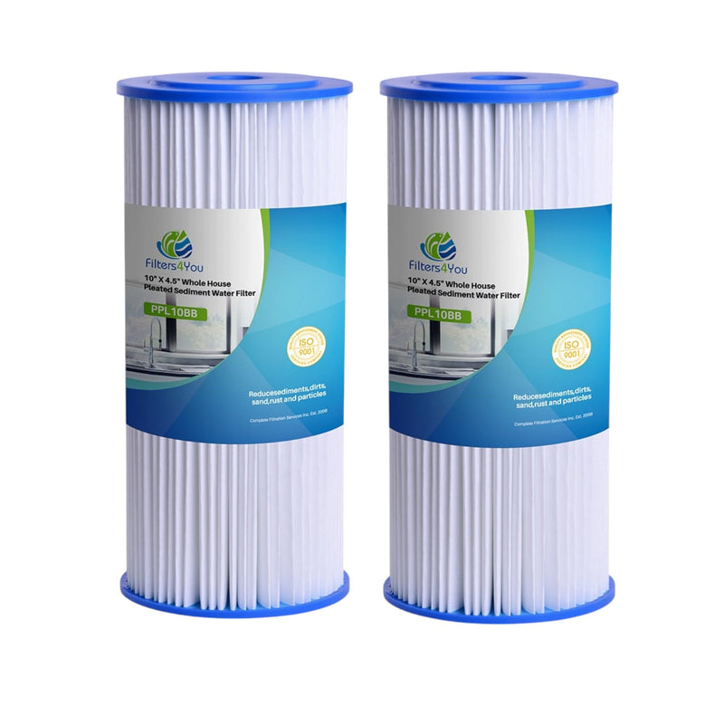 CFS – 2 Pack Pleated Sediment Water Filters Cartridge Compatible with WHKF-WHPLBB, DWHBB Models – Remove Bad Taste & Odor – Whole House Replacement Sediment Cartridge - 5 Micron – White