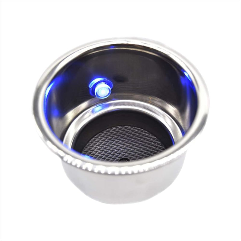 MARINE CITY Blue LED Light Cup Holder with Drain, Stainless Steel, Durable, Corrosion-Resistant, Easy Installation for Boats, Poker Tables, Yachts, Ships (Pack of 1)
