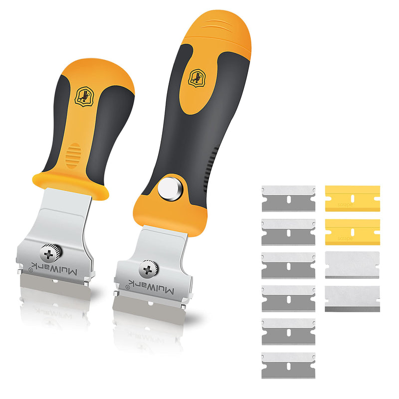Multi-Purpose Razor Blade Scraper | Razor Scraper Set w/ 10pcs Extra Blades Cleaning Scraper Tool - Window Scraper, Glass Scraper, Blade Scraper, Paint Scraper, Oven Scraper- Extendable-Handle Design 12 Piece Set