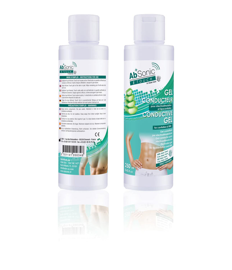 Absonic Touch with Aloe - Conductive Gel for Cavitation, Doppler, Muscle Stimulation, NuFace, Ultrasonic Devices & Microcurrent- - 2 x 250 ml (2 x 8.5 oz)