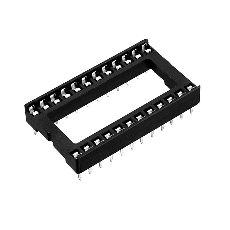 uxcell 10pcs DIP IC Chip Socket Adaptor Solder Type 2.54mm Pitch Dual Row 24 Flat Pin 15.24mm Row Pitch