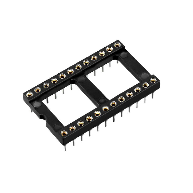 uxcell 10pcs DIP IC Chip Socket Adaptor 2.54mm Pitch 15.24mm Row Pitch 2 Row 24 Round Pins Soldering