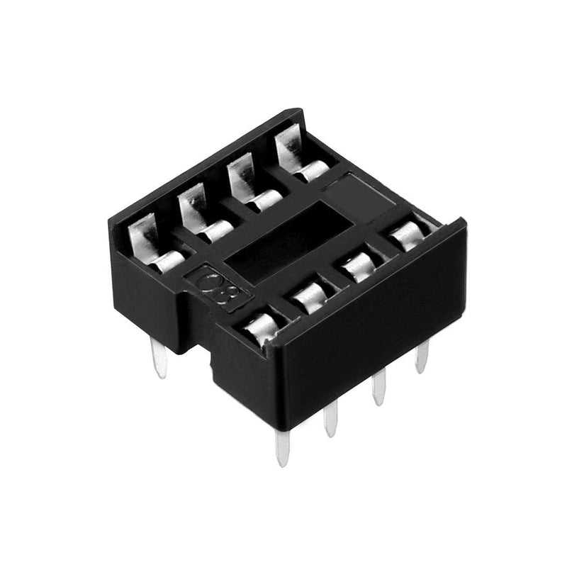 uxcell 10pcs DIP IC Chip Socket Adaptor 2.54mm Pitch 7.6mm Row Pitch 2 Row 8 Flat Pins Soldering