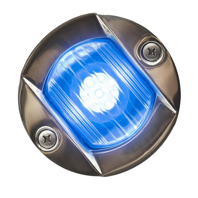MARINE CITY 3-Inch Flush Mount LED Caution Blue Light, 12V 18W – 304 Stainless Steel, Waterproof, Durable, Easy to Install for Yachts, Boats, Ships, RVs 1 Pcs