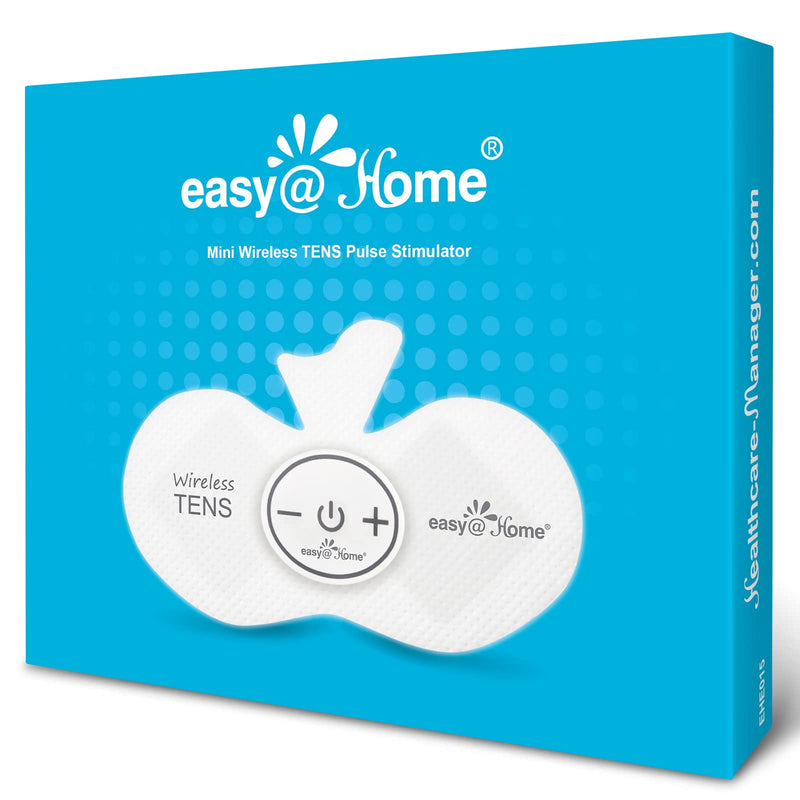 Easy@Home Rechargeable Compact Wireless TENS Unit - 510K Cleared, FSA Eligible Electric EMS Muscle Stimulator Pain Relief Therapy, Portable Pain Management Device EHE015 Blue