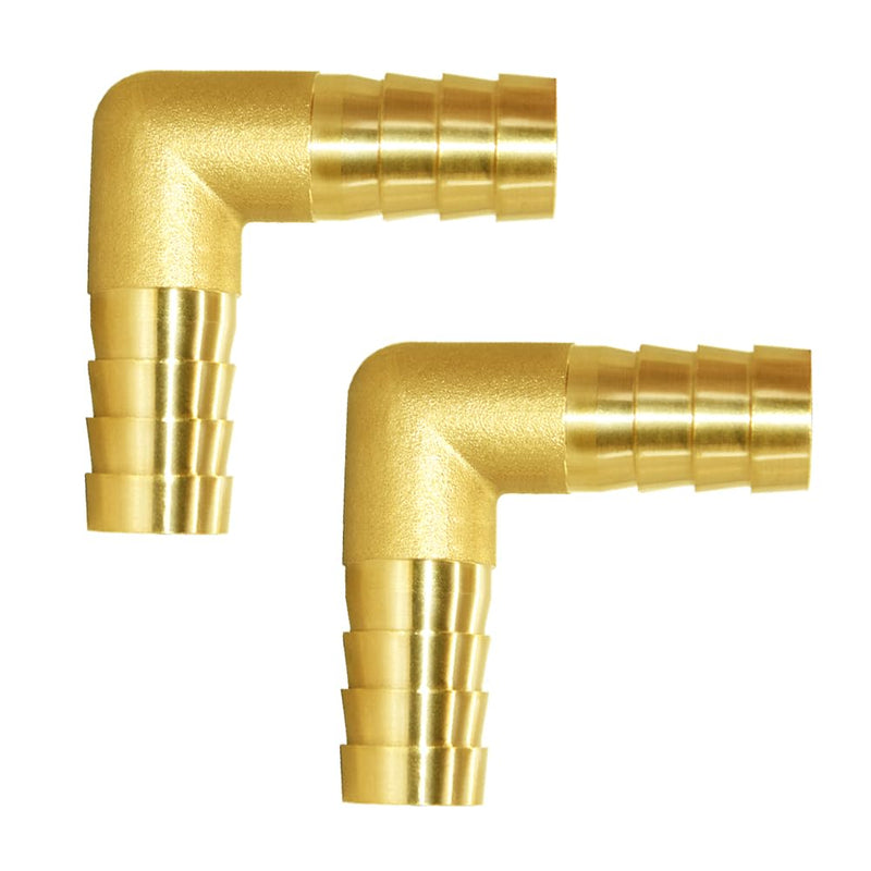 Joywayus 2Pcs 1/2" Hose ID/Hose Barb 90 Degree L Right Angle Elbow Union Brass Fitting Water/Fuel/Air 2