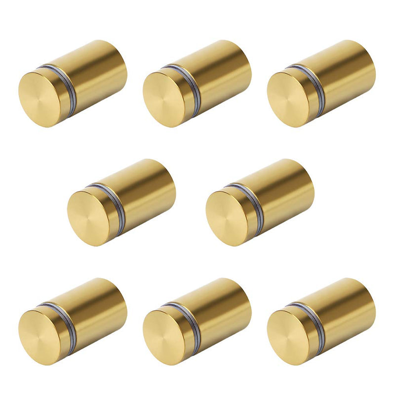 Alise 3/4"x1" Sign Standoff Screws,Wall Mount Glass Standoff Advertising Nail for Hanging Acrylic Picture Frame Glass Acrylic Signs,Stainless Steel Gold Sign Mounting Bracket Hardware,Pack of 8 19x25mm