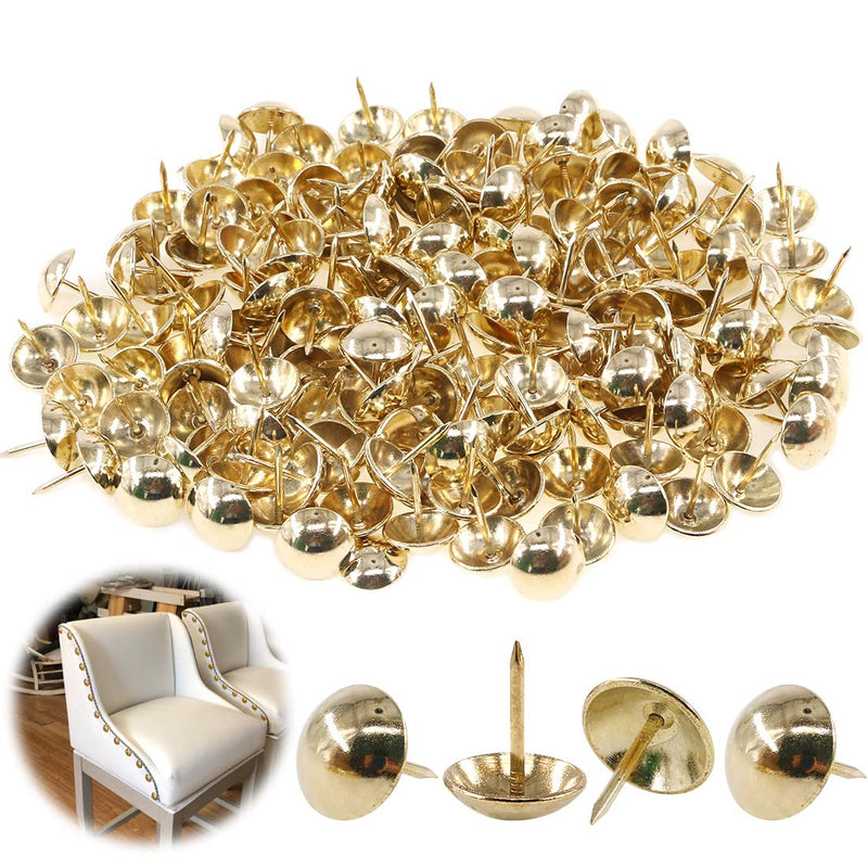 Keadic 250Pcs 5/8" (16mm) Antique Upholstery Tacks Furniture Nails Pins Kit for Upholstered Furniture Cork Board or DIY Projects - Gold 5/8" (16mm) -250Pcs