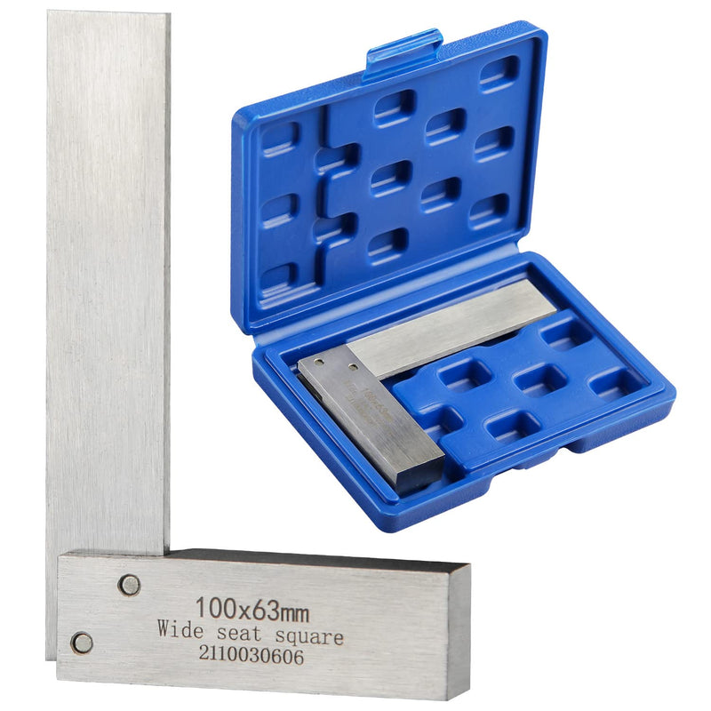 Machinist Square Precision Engineer Wide Seat Square 90 Right Angle Ground Hardened Steel Angle Ruler 4 x 2.5 Inch 100x63mm(4x2.5 inch)