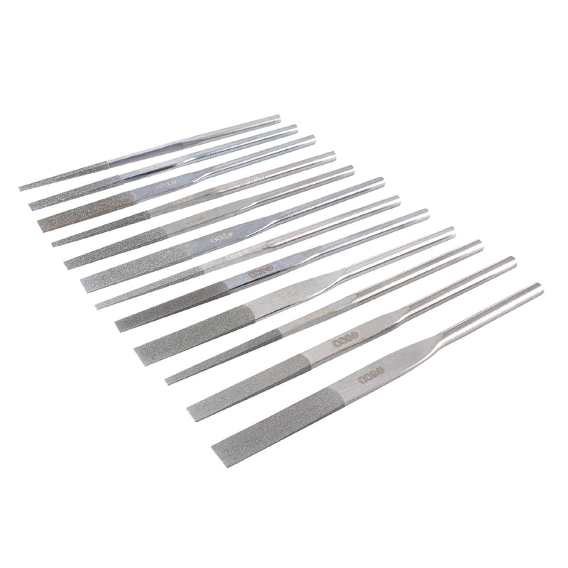 MIRACLE 12-Piece Diamond Taper File Set – Multi-Grit (120/200/400/600) – Precision Files for Metal, Glass, Ceramic, Nail – Fit Pneumatic, Electric & Ultrasonic Tools or Ø3mm Collet Handle