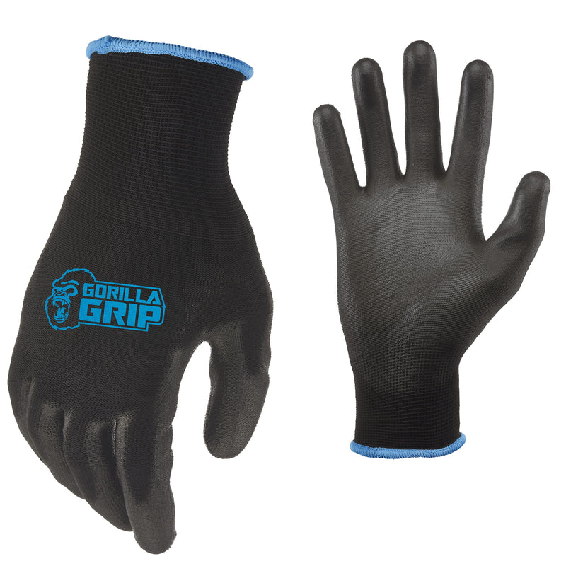 Gorilla Grip Work Gloves, Never Slip Maximum Grip All-Purpose, Gloves for Men, Superior in Wet, Dry, Oily Conditions, Polymer Palm, Medium Size, 25 Pairs, Black/Blue | 25047-25 Large