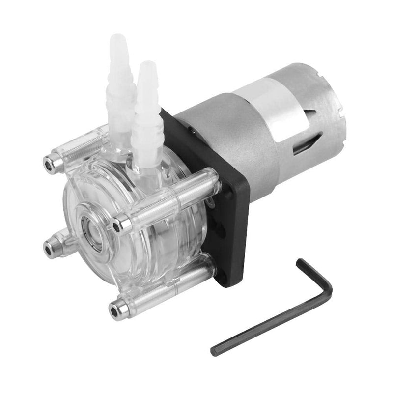 Walfront DC 12V High Peristaltic Pump, Modern Style, Plastic Material, Transparent Silicone Tube, 6.4mm ID x 9.6mm OD, 400ml/min Flow Rate, 12V DC Electric,