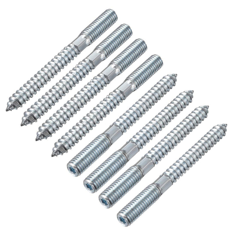uxcell M10 Hanger Bolts Length 4"(100mm) Double Headed Bolts Self-Tapping Screw 10mm Wood Joint Furniture Legs 8pcs M10x100mm 8