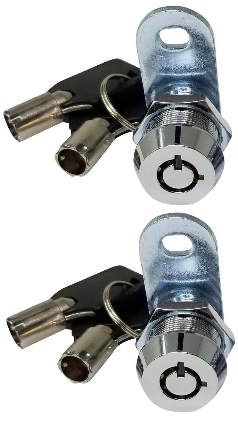Admiral Locks Tubular Cam Lock, Keyed Alike Removable Key RV Compartment Storage Lock Cabinet Locks - Pack of 2 5/8 Inch 90° Chrome Pack of 2