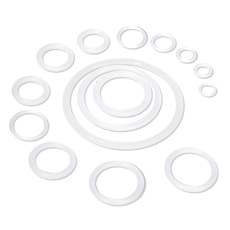 580PCS Silicone 45A Universal Clear O-Ring Sealing Gasket Washer Seal Assortment Set (Better Than Rubber) for Plumbing, Automotive,General Repair 15 Size with Case