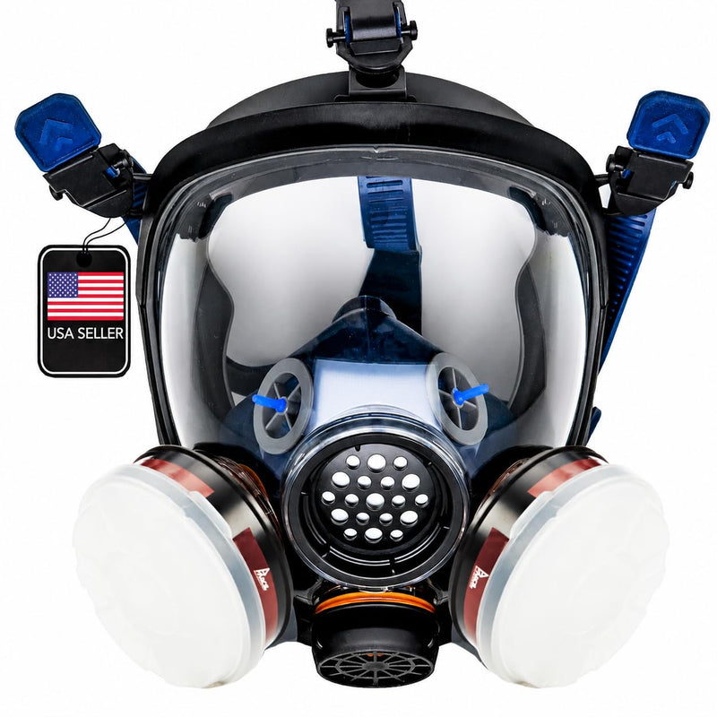 Parcil Distribution Full Face Respirator Mask - Air Purifying, Organic Vapor & Particulate - Industrial Use - CE Tested Pt-100 Clear