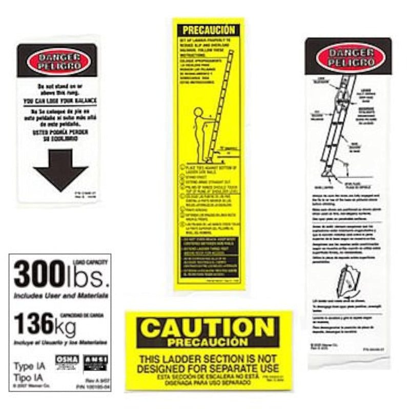 Werner 300 LB Fiberglass Extension Ladder Label Kits (Pack of 6)