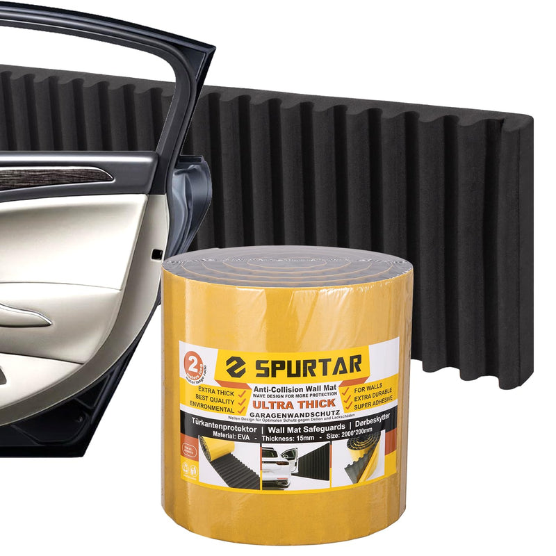 Spurtar Thick Garage Wall Protector Garage Parking Aid, 79" L x 8" W x 3/5" Self-Adhesive Car Door Protector, Wavy-Mat Wall Padding, Vehicle Door Edge Guards, Bumper Guards Protection Pads 1 Piece - 79" × 8" × 0.6"