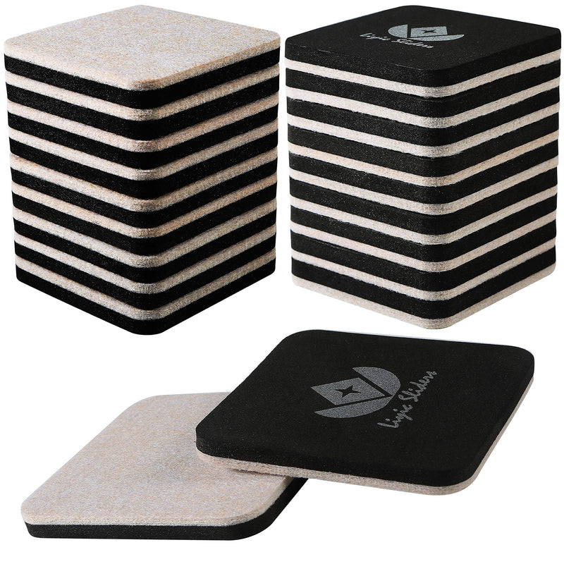 20 Pack 3in.Square Felt Sliders for Hard Surfaces-Felt Furniture Sliders - Heavy Duty Sliders – Reusable Hardwood Floor Sliders -Furniture Moving Sliders-Sofa Sliders Gliders Glides Movers