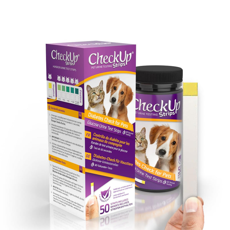 CheckUp Glucose Urine Testing Strips for Cats and Dogs - Detection of Glucose Levels x 50 Glucose urine test strips for Cat & Dog - PawsPlanet Australia