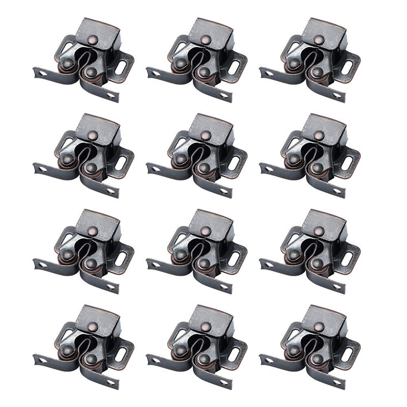 Alise Cabinet Door Latch,Cupboard Closet Doors Catch Closer Double Ball Roller Latches,Cold Rolled Steel Oil-Rubbed Bronze Copper CA1000-12P(Pack of 12) Oil Rubbed Bronze