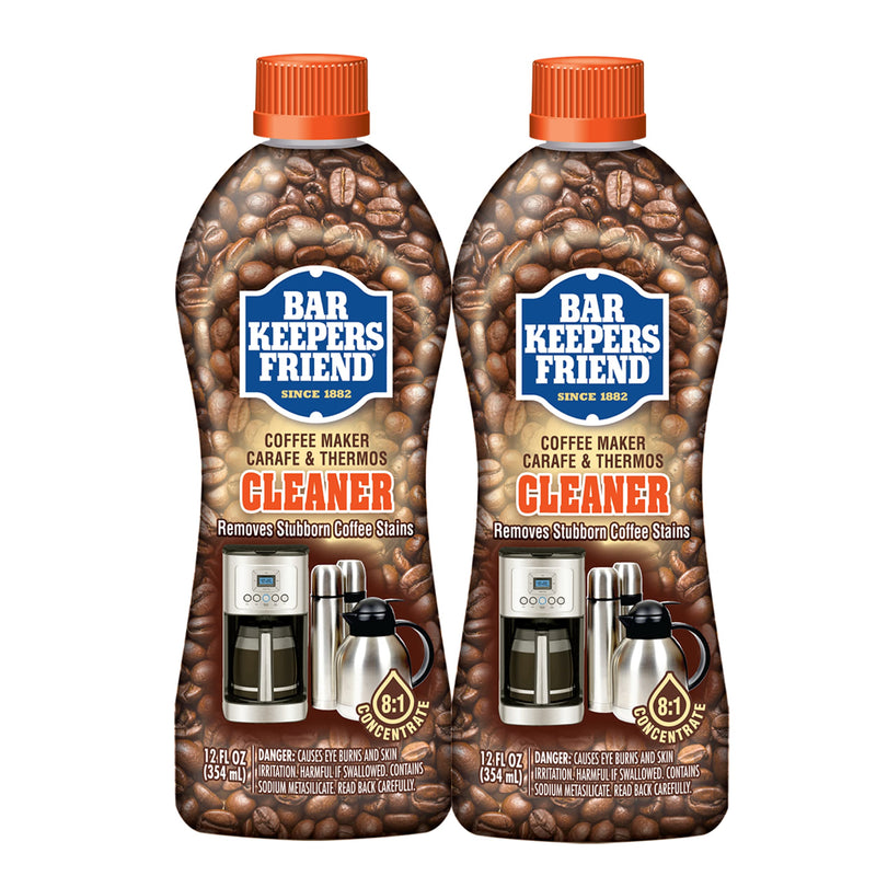 Bar Keepers Friend Coffee Maker Cleaner (2 x 12 oz) Removes Stains & Oily Residue from Espresso Machines, Carafes, Thermos, Drip Coffee Pots, Single-Cup Coffee Makers & More 2