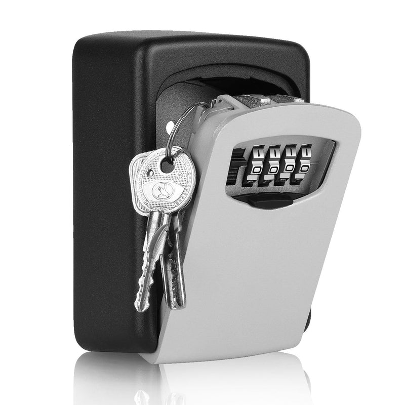 Flexzion Key Lock Box - Wall Mounted Lockbox for Keys Outdoor - 4 Digit Code Combination Lock Box for Key Safe Security - Weather Rust Resistant Key Lock Box for Outside, Door, House wall mount