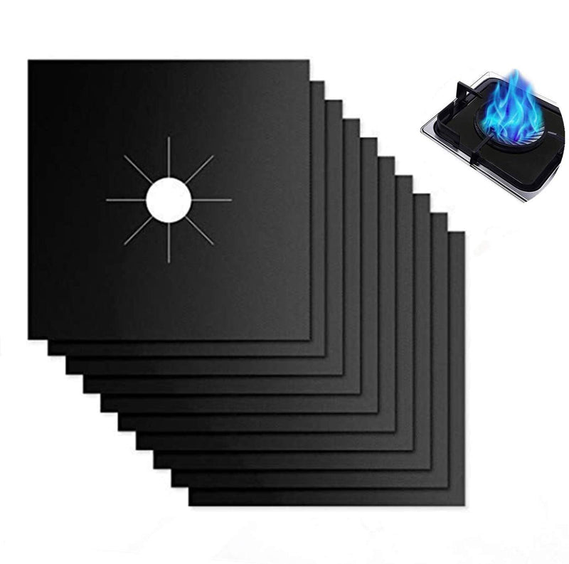 Forlivese Reusable Gas Stove Burner Covers -10 Pack Non-Stick Stovetop Burner Liners Gas Range Protectors Size 10.6x 10.6 Inch Cuttable Dishwasher Safe Easy to Clean 10 Pack