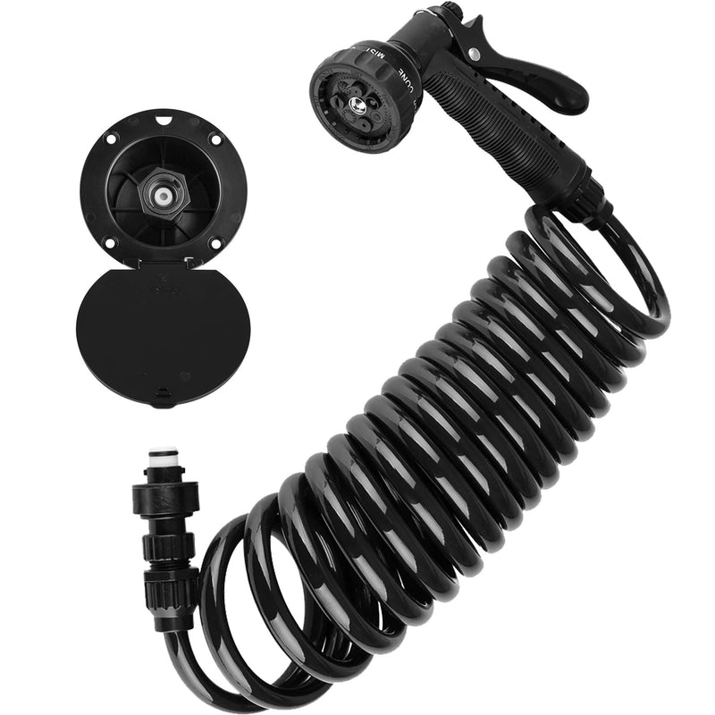 Dura Faucet DF-SA188-BK RV Exterior Quick Connect Detachable Sprayer, Hose, Port, and Utility Spray Dock Kit - Lockable (Black) Spray Dock w/Sprayer Black