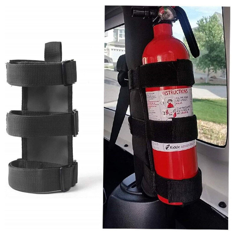 Adjustable Roll Bar Fire Extinguisher Mount Holder 3 lb for Jeep Wrangler Unlimited CJ YJ LJ TJ JK JKU JL JLU 4XE,(Black, Without Pattern) Black