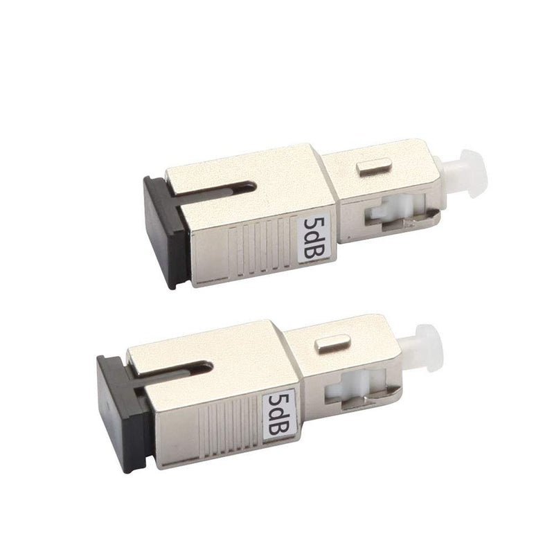 2 Pack 5dB SC Fiber Optic Attenuator, Single Mode Fixed in-Line Fiber Attenuator, SM SC/UPC Male to Female, dB Options: 3dB, 5dB, 7dB, 10dB 5dB/SC 2 Pcs